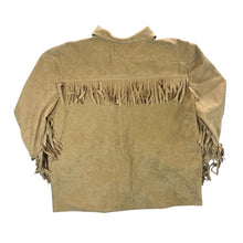 Load image into Gallery viewer, Suede Effect Cowboy Western Tan Light Brown Tasselled Long Sleeve Shirt
