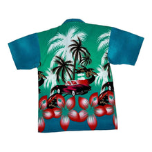 Load image into Gallery viewer, Early 00’s OXYZONE Hawaiian Tropical Car Patterned All-Over Print Polyester Shirt
