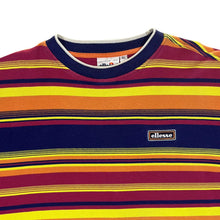 Load image into Gallery viewer, Early 00&#39;s Ellesse Mini Logo Multi Colour Striped Short Sleeve T-Shirt
