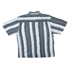 Load image into Gallery viewer, Vintage 90's Van Vaan Grey White Striped Short Sleeve Cotton Flannel Shirt
