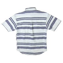 Load image into Gallery viewer, Vintage Natural Life Style C&amp;A Blue White Striped Short Sleeve Flannel Cotton Shirt
