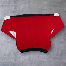 Load image into Gallery viewer, Vintage 90's Spirit Of The Games Spellout Graphic Colour Block Boat Neck Sweatshirt
