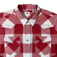 Load image into Gallery viewer, Levi&#39;s Cowboy Western Red White Check Long Sleeve Popper Cotton Linen Shirt
