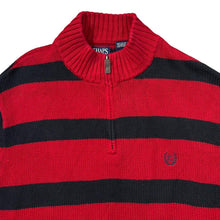 Load image into Gallery viewer, Early 00&#39;s CHAPS Colour Block Striped Embroidered Mini Logo Cotton Knit 1/4 Zip Pullover Sweater Jumper
