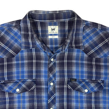Load image into Gallery viewer, LEE &quot;Slim Fit&quot; Western Plaid Check Popper Button Long Sleeve Cotton Shirt
