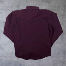 Load image into Gallery viewer, Vintage MWG Apparel Embroidered Pattern Cowboy Western Burgundy Long Sleeve Popper Shirt
