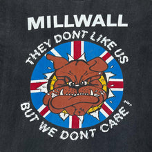 Load image into Gallery viewer, Vintage 90&#39;s MILLWALL &quot;They Don&#39;t Like Us&quot; Football Bulldog Spellout Graphic Single Stitch T-Shirt
