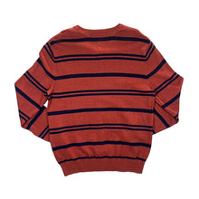 Load image into Gallery viewer, TOMMY HILFIGER Embroidered Mini Logo Striped V-Neck Sweater Jumper
