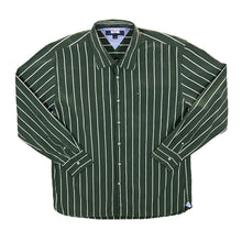 Load image into Gallery viewer, Tommy Hilfiger &quot;Custom Fit&quot; Green White Striped Long Sleeve Cotton Dress Shirt
