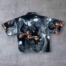 Load image into Gallery viewer, Early 00&#39;s Kenvelo Gothic Y2K Samurai All-Over Print Short Sleeve Shirt
