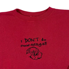Load image into Gallery viewer, Vintage Gopher Sport I DON'T DO MORNINGS Embroidered Puppy Dog Spellout Sweatshirt
