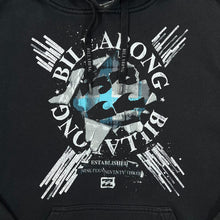 Load image into Gallery viewer, BILLABONG Surfer Skater Logo Spellout Graphic Black Pullover Hoodie
