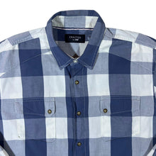 Load image into Gallery viewer, Crafted By Lee Blue White Plaid Check Long Sleeve Cotton Shirt
