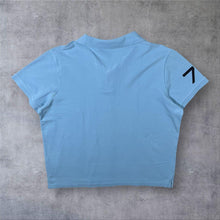 Load image into Gallery viewer, Helly Hansen Big Logo Spellout Graphic Short Sleeve Blue Polo Shirt
