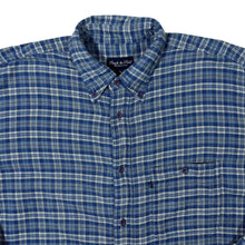 Load image into Gallery viewer, Vintage Track &amp; Field Blue Plaid Check Long Sleeve Cotton Flannel Button-Up Shirt
