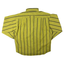 Load image into Gallery viewer, Vintage 90&#39;s Yellow Black Grey Striped Long Sleeve Cotton Button-Up Shirt
