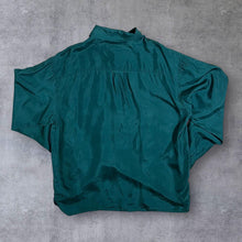Load image into Gallery viewer, Vintage 90&#39;s Pusilk Classic Green 100% Silk Long Sleeve Shirt
