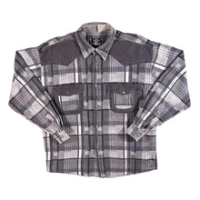 Load image into Gallery viewer, Vintage Elivya Sportswear Grey White Check Western Style Cotton Linen Long Sleeve Shirt

