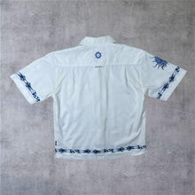 Load image into Gallery viewer, Early 00's Trespass Goth Y2K Tribal Patterned White Polyester Shirt
