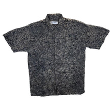 Load image into Gallery viewer, Vintage 90's Stock Options Crazy Abstract Patterned 100% Silk Short Sleeve Shirt
