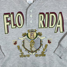 Load image into Gallery viewer, Vintage FLORIDA (1993) Seahorse Souvenir Spellout Graphic Micro Striped Buttoned Sweatshirt
