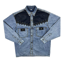 Load image into Gallery viewer, Vintage Cowboy Western Acid Wash Blue Denim Popper Long Sleeve Shirt
