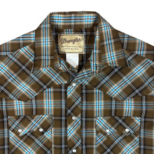 Load image into Gallery viewer, Vintage WRANGLER Western Cowboy Plaid Check Popper Button Short Sleeve Shirt
