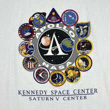 Load image into Gallery viewer, Vintage 90&#39;s Prairie Mountain KENNEDY SPACE CENTER &quot;Saturn V Center&quot; NASA Souvenir Single Stitch Ringer T-Shirt
