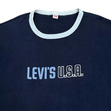 Load image into Gallery viewer, Vintage 90&#39;s LEVI&#39;S TEE &quot;Levi&#39;s USA&quot; Spellout Graphic Ringer T-Shirt
