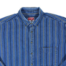 Load image into Gallery viewer, Vintage WRANGLER Striped Blue Denim Heavy Cotton Long Sleeve Button-Up Shirt
