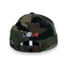 Load image into Gallery viewer, Early 00&#39;s USA Patriotic Americana Bald Eagle Flag Spellout Camouflage Camo Baseball Cap
