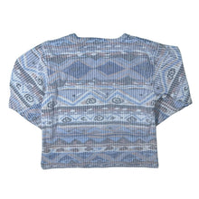 Load image into Gallery viewer, Vintage Perge Aztec Crazy Patterned Striped Long Sleeve Towelling-Style T-Shirt Top
