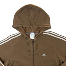 Load image into Gallery viewer, ADIDAS Classic Mini Logo Three Stripe Brown Zip Hoodie
