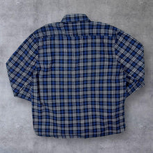 Load image into Gallery viewer, Vintage Westside Navy Black White Plaid Check Long Sleeve Cotton Flannel Shirt
