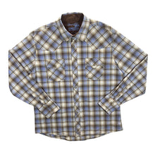 Load image into Gallery viewer, Wrangler 20X Cowboy Western Brown Blue Plaid Check Long Sleeve Shirt
