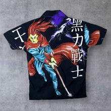 Load image into Gallery viewer, Early 00's Anime Manga Y2K Samurai Graphic Black Short Sleeve Shirt
