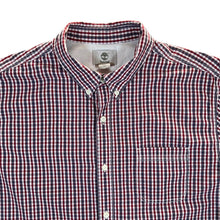 Load image into Gallery viewer, Timberland Red Blue White Plaid Check Short Sleeve Cotton Button-Up Shirt
