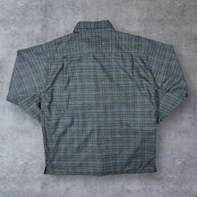 Load image into Gallery viewer, Vintage Multiblu Grey Green Plaid Check Long Sleeve Flannel Shirt
