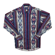 Load image into Gallery viewer, Vintage Wrangler Western Shirts Cowboy Aztec Patterned Popper Long Sleeve Shirt
