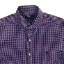 Load image into Gallery viewer, Polo Ralph Lauren &quot;Custom Fit&quot; Purple White Check Long Sleeve Cotton Dress Shirt
