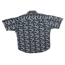 Load image into Gallery viewer, Nautica Flag All-Over Print Patterned Navy Blue Short Sleeve Cotton Button-Up Shirt
