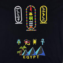 Load image into Gallery viewer, Carla Craft EGYPT Embroidered Hieroglyph Souvenir Spellout Black T-Shirt
