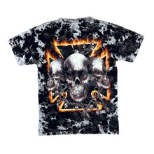 Load image into Gallery viewer, Early 00&#39;s WILD Gothic Horror Fantasy Flaming Skull Graphic Tie Dye T-Shirt
