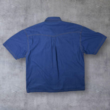 Load image into Gallery viewer, Vintage John Baner Cowboy Western Aztec Patterned Cotton Blue Short Sleeve Shirt
