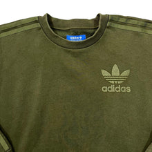 Load image into Gallery viewer, ADIDAS Classci Trefoil Logo Three Stripe Khaki Green Crewneck Sweatshirt
