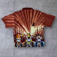 Load image into Gallery viewer, Early 00's Fuhua Goth Y2K Dog Biker Graphic Red Open Collar Shirt
