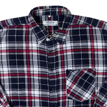 Load image into Gallery viewer, Vintage Vesta Red White Black Grey Plaid Check Long Sleeve Flannel Shirt
