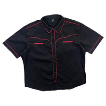 Load image into Gallery viewer, Banned Alternative Goth Emo Punk Black Red Western Style Popper Short Sleeve Shirt
