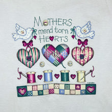Load image into Gallery viewer, Vintage 90&#39;s Oneita MOTHERS MEND TORN HEARTS Cottage Core Novelty Graphic Single Stitch T-Shirt
