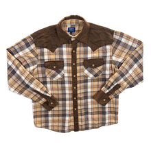 Load image into Gallery viewer, Vintage Cau Designs Cowboy Western Brown Plaid Check Long Sleeve Shirt
